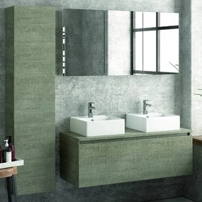 Composizione bagno 120cm sospesa con mobile specchio e colonna - KAMALU