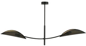 Sospensione Nordica 2 Luci Lotus In Acciaio Nero Oro Bracci Regolabili