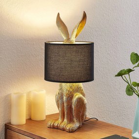 Lampada da tavolo Lorentina Lindby, Nero, Soggiorno / Sala da pranzo, Tessuto / Stoffa / Seta, Design, Lampada da tavolo
