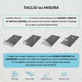 Piatto doccia in resina 80x130 rettangolare Karen ardesia