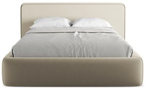 Letto matrimoniale imbottito beige con contenitore con griglia 140x200 cm Kiana - Makamii