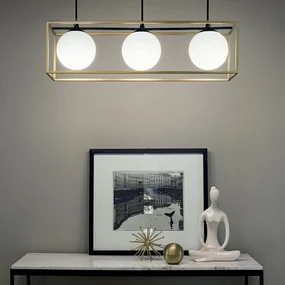 Sospensione Contemporanea Lingotto Metallo Ottone 3 Luci E14
