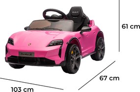 Macchina Elettrica per Bambini Porsche Taycan Turbo S 12V con Telecomando Bluetooth Luci LED e Tappetini Rosa...
