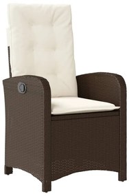 Set da pranzo da giardino 9pz con cuscini marrone in polyrattan