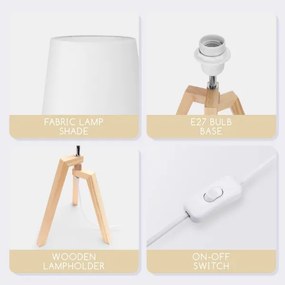 Aigostar - Lampada da tavolo in legno di pino 1xE27/60W/230V