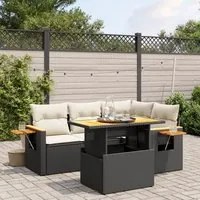 Set Divani da Giardino 5 pz con Cuscini in Polyrattan Nero 3273499