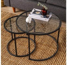 SET 2x Tavolino TOKYO diametro 42/60 cm nero