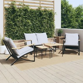 Set Mobili Da Balcone 5 Pz Con Cuscini Nero İn Acciaio /