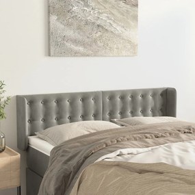 Testiera Ad Orecchio Grigio Chiaro 147x16x78/88 Cm İn Velluto /