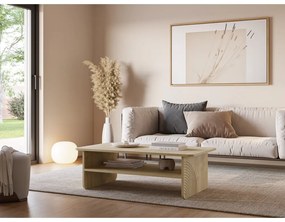 Tavolino da salotto di colore naturale con piano effetto rovere 60x110 cm Daira – Marckeric