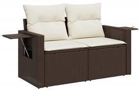 Set divani da giardino 7 pz con cuscini marrone in polyrattan