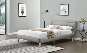 Letto Elanda imbottito in tessuto grigio chiaro - 160x200 cm