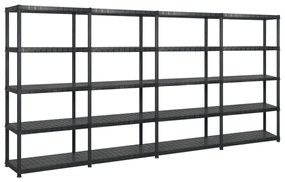 Scaffale A 5 Ripiani Nero 340x40x185 Cm İn Plastica /
