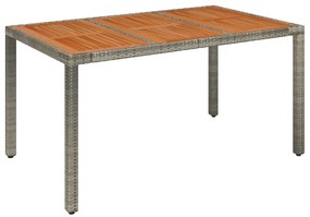 Tavolo da giardino piano in legno grigio 150x90x75cm polyrattan