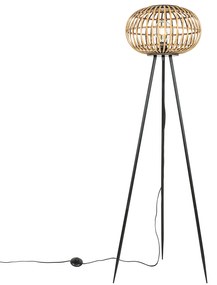 Lampada da terra a treppiede orientale in bambù - Amira