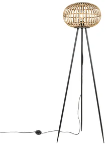 Lampada da terra a treppiede orientale in bambù - Amira