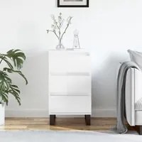 Credenza Bianco Lucido 40x35x70 cm in Legno Multistrato 831102