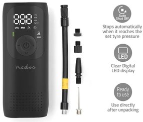 Nedis PAAC10BK - Compressore tascabile digitale 4000 mAh 5V