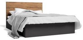 Letto matrimoniale nero con contenitore e griglia 160x200 cm Malta - Marckeric