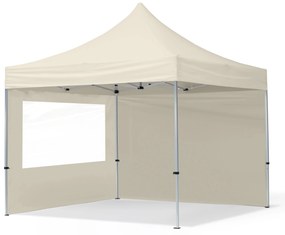 TOOLPORT 3x3m gazebo pieghevole con laterali (finestre panoramiche), ECONOMY alluminio, crema - (59003)