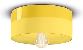 Plafoniera Media Vintage Decò Pi Ceramica Giallo Limone 1 Luce E27