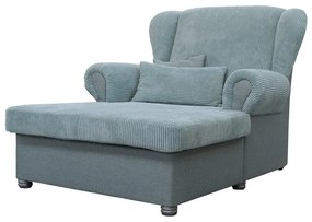 Chaise longue blu polveroso con rivestimento in velluto a coste Lord – Ropez