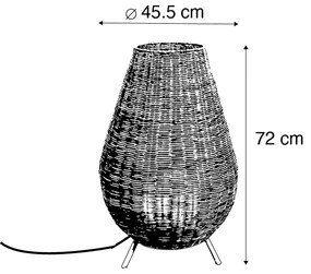 Lampada da terra in rattan dimmerabile IP65 con telecomando - Saona