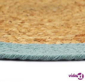 vidaXL Tovagliette 6 pz Naturale e Verde 38 cm in Juta e Cotone