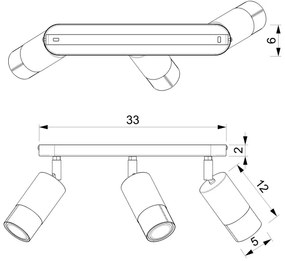 Faretto LINK 3xGU10/8W/230V nero/ottone