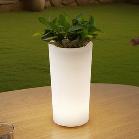 Vaso di fiori ricaricabile Lindby LED Florista, RGB, IP54, Ø 12 cm, bianco