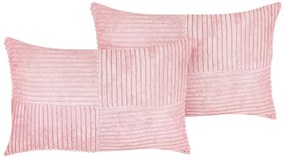 Set di 2 cuscini velluto a coste rosa 47 x 27 cm MILLET Beliani