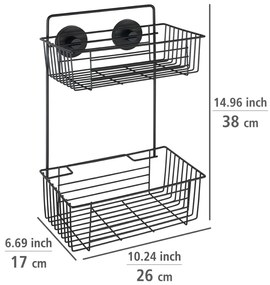 Mensola a muro nera a due livelli per il bagno Vacuum-Loc® Pavia Bari - Wenko