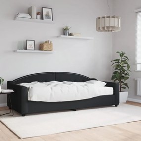 Divano letto con materasso nero 90x200 cm in tessuto