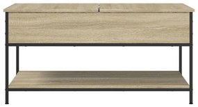Tavolino salotto rovere sonoma 100x50x50 cm multistrato metallo