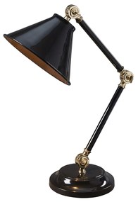 Lampada Da Scrivania Industrial Provence Acciaio Nero Ottone Lucido 1 Luce E27