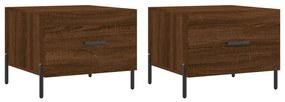 Tavolini salotto 2 pz rovere marrone 50x50x40 legno multistrato