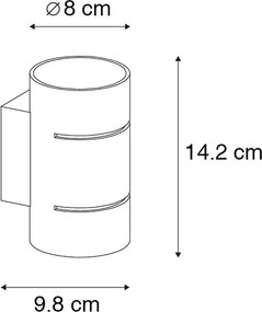 Lampada da parete intelligente nera con interno dorato incl. WiFi G9 - Ria