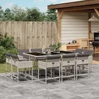 Set Pranzo Giardino 11pz con Cuscini Grigio Chiaro Polyrattan 3278158