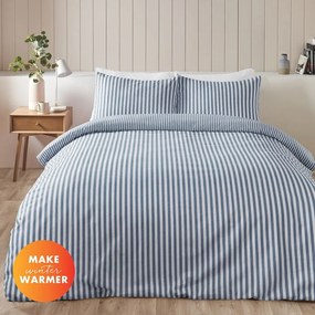 Biancheria da letto singola in flanella blu 135x200 cm Stripe - Catherine Lansfield