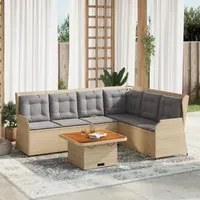 Set Divani da Giardino 5 pz con Cuscini in Polyrattan Beige 3262167