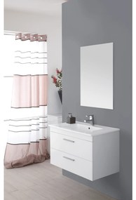 Mobile Bagno Sospeso 80 Cm Due Cassetti Specchio Feridras "Stella" Bianco Lucido