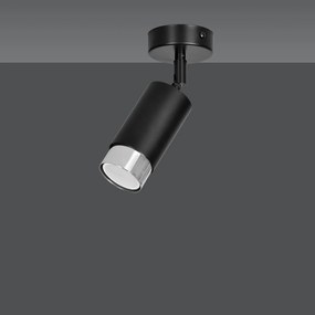 Faretto Orientabile 1 Luce Ragnar A Cilindro In Acciaio Nero E Cromo