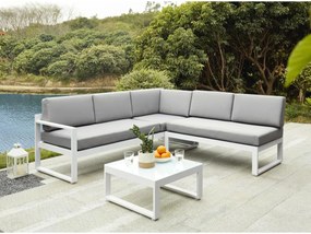 Salotto da giardino in Alluminio Grigio PALAOS II: tavolino e divano angolare sollevabile 6 posti