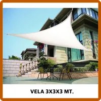 tenda vela ombreggiante telo 3x3x3 beige con occhielli impermeabile triangolare