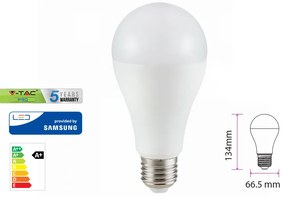 Lampada Led E27 A65 15W Bianco Caldo 3000K Bulbo Sfera Chip Samsung Garanzia 5 Anni SKU-159