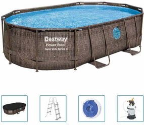 Set Piscina Power Steel 488x305x107 cm Bestway