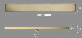 Canalina di scarico EYN GBK1004 in oro opaco, 60 o 80 cm — 60 cm