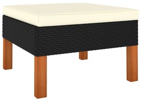 Poggiapiedi İn Polyrattan E Legno Massello Di Eucalipto /