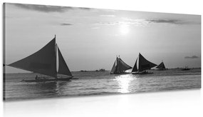 Quadro su tela – Splendido tramonto sul mare in bianco e nero