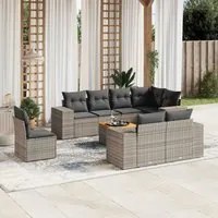 Set Divano da Giardino 9 pz con Cuscini Grigio in Polyrattan 3257873